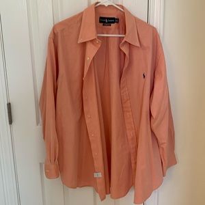 Polo Men’s Button Up Long Sleeve Shirt Peach